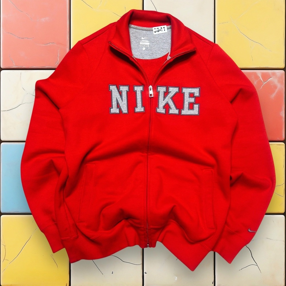 Nike Red Full Zip Track Jacket Men's Size Large Logo Athletic Casual Wear - Picture 1 of 5